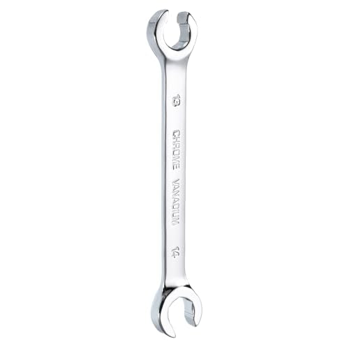 HARFINGTON Flare Nut Metric Wrench 13mm x 14mm CR-V Mirror Polished Chrome Plating Metric Wrench for DIY Hand-making Automotive Repairs and Household Maintenance - size: 13mm x 14mm