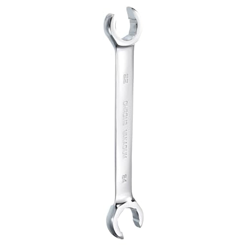 HARFINGTON Flare Nut Metric Wrench 22mm x 24mm CR-V Mirror Polished Chrome Plating Metric Wrench for DIY Hand-making Automotive Repairs and Household Maintenance - size: 22mm x 24mm