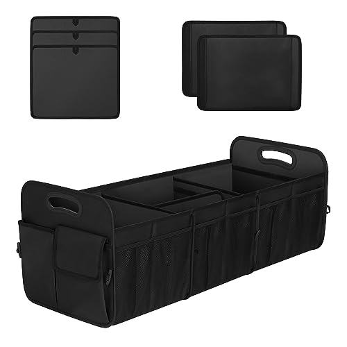 Femuar Large Capacity Trunk Organizer, Waterproof Car Accessory, Non-Slip, Foldable, Suitable for All Vehicles, Black - color: Black, size: Extra Large
