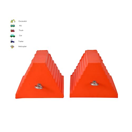 Wheel Chocks, Heavy Duty Wheel Chock with Handle，Rubber Wheel Chocks for Boat Trailers, RV, Truck, Camper, 4 Pack (Orange) - color: ORANGE-4
