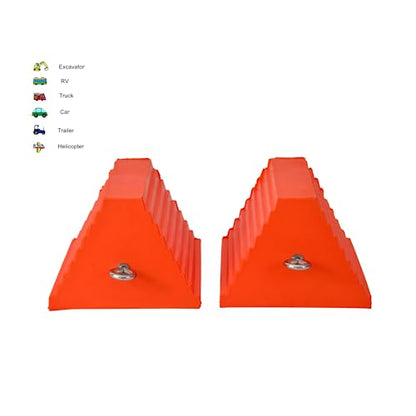 Wheel Chocks, Heavy Duty Wheel Chock with Handle，Rubber Wheel Chocks for Boat Trailers, RV, Truck, Camper, 2 Pack (Orange) - color: ORANGE-2