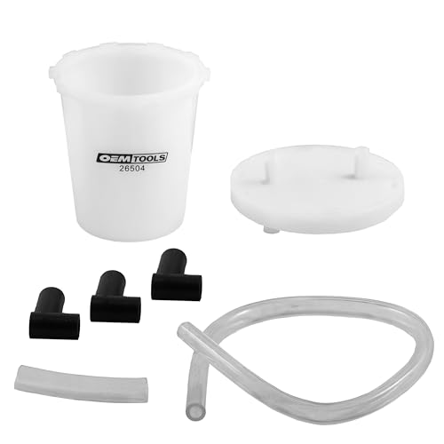 OEMTOOLS 26504 Brake Bleeder Kit, One Man Brake Bleeder Kit, 12" Transparent Hose with Reservoir, 3 Screw Adapters, Mess Free Easy Oil Disposal - style: Brake Bleeder Kit with Adapters