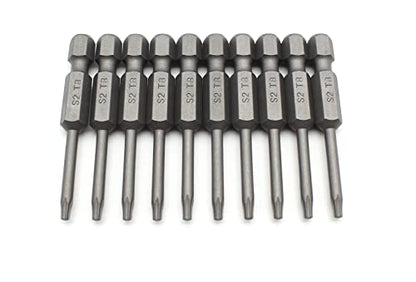TEMO 10 pc T8 Torx Star Head Screwdriver Bit Set, S2 Steel 6 Point T-8 Reduced Round Shaft Screwdriver Insert Bits Hex Shank - size: T8 Round