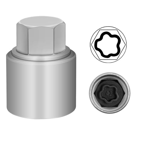 42 Wheel Locking Nut Key for BMW, Socket Adapter (OD 27mm-ID 25mm) | Wheel Lock Nut Socket Adapter, Anti-Theft Lug Nut Removal Tool, Anti-Theft Screw Remover, Repair Tool, Tyre Fitting, garage - color: Socket 042