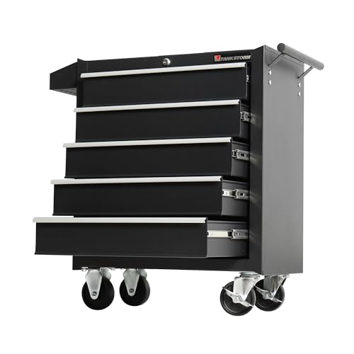 5-Drawer Rolling Tool Chest with Wheels, Heavy Duty Lockable Metal Tool Cabinet, Rolling Tool Box Organizer for Garage, Workshop, Repair Shop, Black - color: Black