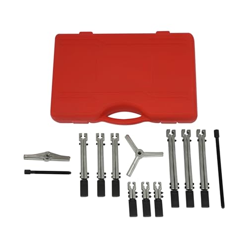 6 in 1 Gear Puller Set – 13pcs 2 Jaw & 3 Jaw Bearing Puller Kit with Reversible Jaws, Bearing Flywheel Pulley Removal Tool for Automotive Mechanics,External and Internal (Red) - color: Red