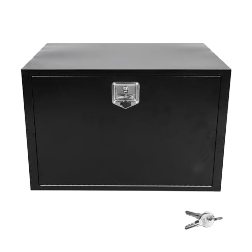 Heavy Duty Steel Truck Tool Box, 36" Waterproof Underbody Tongue Box, Black | Heavy Duty Steel Toolbox, Waterproof, T-Handle Lock, Smooth Surface, for Truck Pickup RV Trailer Storage, 36 x 23 x 23 Inch - size: 36" x 23" x 23"
