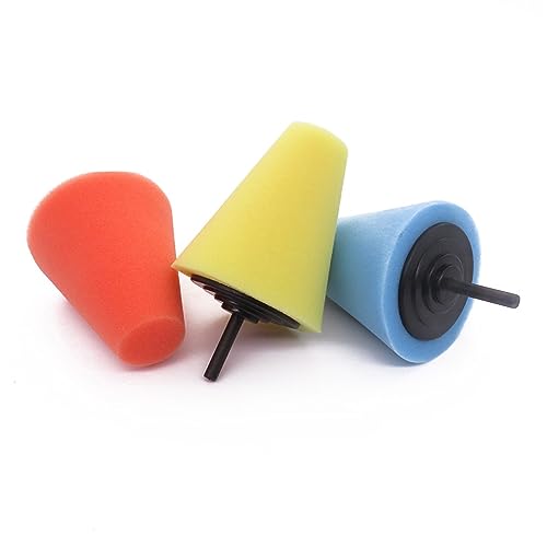 Car Polishing Pad Buffing Foam Sponge Pad Cone Polisher Buffer Pad Automotive Waxing Kit for Car Wheel Hub Headlight Polishing Angle Grinder Sanding Disc(3pcs) - color: 3pcs