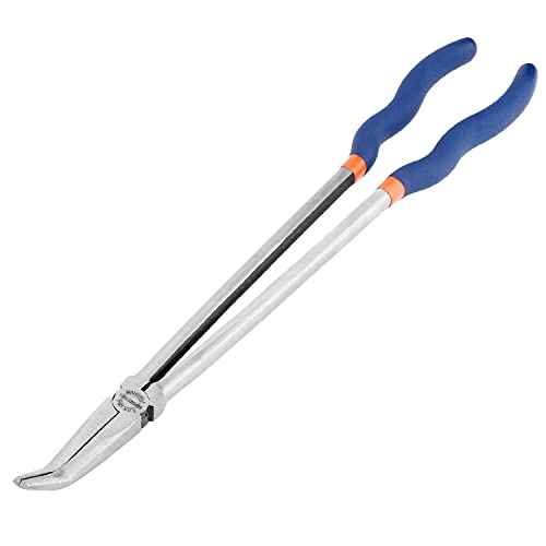 16'' Extra Long Needle Nose Pliers for Narrow and Limited Spaces | 45-Degree Angled Nose, Long Reach Design, CRV Steel, Comfortable Grip, for Mechanics, Electricians, DIYers and Homeowners - style: 16'' 45 Degree Angle