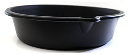 QUIX 14.5" Oil Draining Pan | Black ABS Plastic | Built-in Pour Spout | Markings for 1-6 Quarts | Lightweight Design