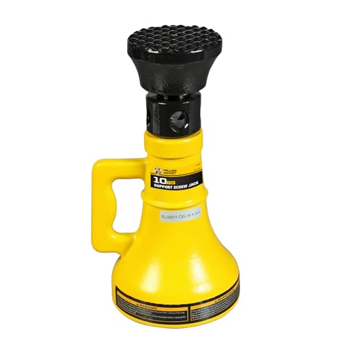 YELLOW JACKET 10 Ton Professional Car Support Screw Jack for House Construction Bridge Stabilization, Yellow (20,000 LBs) - size: 10 TON