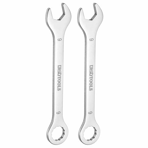 HARFINGTON 2pcs Thin Combination Wrench 9mm Offset 6-Point Ended Box & 15° Angled Open End Mini Combination Wrench 30Cr13 Stainless Steel Quenching Polish Metric Spanner for Auto Repairs - size: 9mm