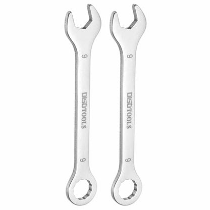 HARFINGTON 2pcs Thin Combination Wrench 9mm Offset 6-Point Ended Box & 15° Angled Open End Mini Combination Wrench 30Cr13 Stainless Steel Quenching Polish Metric Spanner for Auto Repairs - size: 9mm
