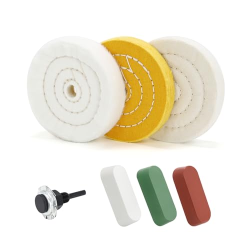SCOTTCHEN 4inch Buffing Polishing Wheel with 1/4" Shank for Drill, 1/2" Arbor Hole,Soft/Fine/Medium -3pcs,with Buffing Polishing Cutting Compounds 7.4 Oz.Kit - color: Multi 7pcs, size: 4 inch