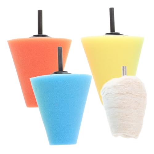 Zerodeko 4pcs Wheel Polishing Sponge Buffing Kit Durable Car Cleaning Pads with Polishing Cone for Automotive Detailing and Hub Shine Restoration