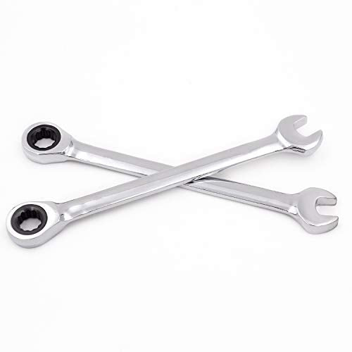 KINJOEK 2PCS 13mm Ratcheting Combination Wrenches Metric, 12-Point Design 72-Tooth Ratchet Gear Spanner - size: 13mm 2PCS
