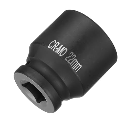 HARFINGTON 4 Point Square Socket 1/2" Drive 22mm Metric Square Impact Socket CR-MO Blackening Standard Wheel Sockets Pneumatic Socket Tool for Auto Repair Mechanical Maintenance Home Use - size: 22mm