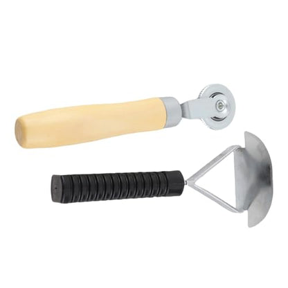 Keenso 6mm Tire Patch Roller Scraper Set, Tire Repair Tool Kit with Wood Handle for Cars Motorcycles