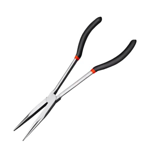 11-Inch Long Reach Needle Nose Pliers ，Straight Needle Nose Pliers with Milled Jaws & Non-Slip Grips for Mechanics, Electricians, and Home Repairs