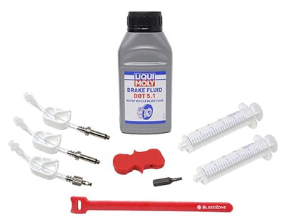 BleedZone Brake Bleed Kit for SRAM Hydraulic Brakes – Bicycle Maintenance Set with 250ml DOT 5.1 Fluid, Reusable 20ml Syringes, Bleeding Edge Tool and Bike Brake Components