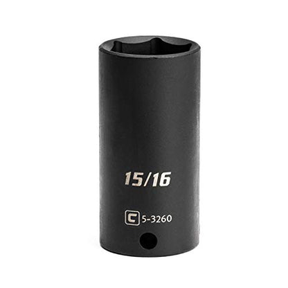 Capri Tools Deep Impact Socket, 3/8-Inch Drive, 6-Point, SAE (15/16-Inch) - size: 15/16 Inch