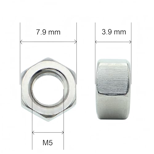210 Pcs M5-0.8 Hex Nuts, 304 Stainless Steel | Standard Metric Coarse Thread, Hardware Nuts - size: M5 (210Pcs)