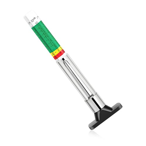Car Tire Tread Depth Gauge, Color Coded Accurate Tyre Depth Measurement Tool in 32nds, Professional Six-Sided Tire Wear Checker Universal Fit for Cars Trucks Motorcycles - color: 1pcs
