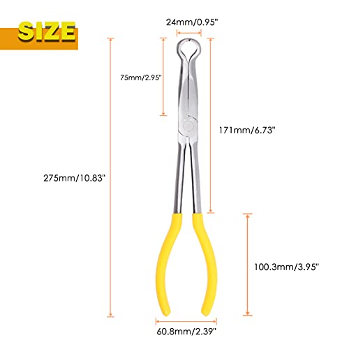 SPEEDWOX Long Reach Hose Grip Pliers 11 Inches Ring Nose 3/5 Inch Diameter Offset Spark Plug Boot Removal Serrated Jaws for Hard to Reach Narrow Spaces - style: Circle