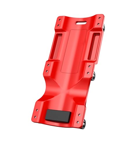 36 Inch Low Profile Mechanic Creeper, Heavy Duty Blow Molded Rolling Garage Creeper with Padded Headrest, Dual Tool Trays, 6 Steel Ball Bearing Swivel Casters, 350 lbs Capacity, Red - size: 36"