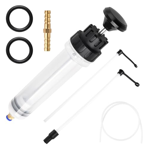 200cc Automotive Fluid Extractor Pump, Manual Oil Syringe with a 39" Hose & Two 9" Extension Tubes, Oil Suction Transfer Pump for Cars, ATVs, Lawn Mowers, Brake/Transmission Fluid Extractor