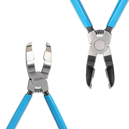 Upgraded Panel Clip Pliers, Automotive Trim Removal Tool for Car Interior Fasteners, High Carbon Steel V-Shaped Clip Removal Pliers with Ergonomic Non-Slip Handle, Spring-Assisted, Blue Handle - color: 4nd Blue