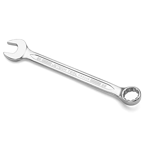 Jetech 26mm Combination Wrench, Metric 12-Point Chrome Vanadium Steel Spanner, Industrial Grade with 15-Degree Offset, Sand Blasted Finish, Heat-Treated Forged Tool - size: 26mm