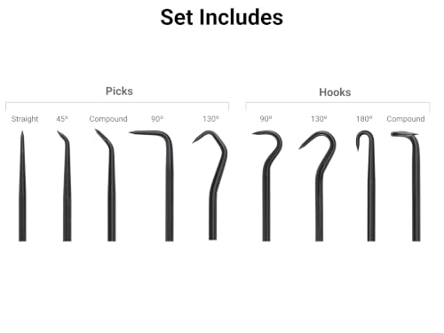 TEKTON Pointed Pick and Hook Set (9-Piece) | PNH90004 | Made in USA - size: Pick and Hook, (9-pc.)