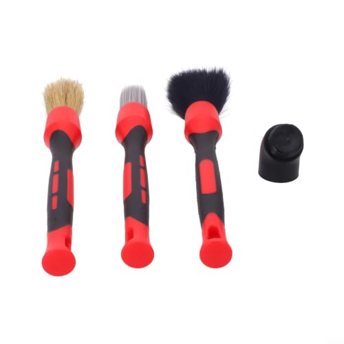 Car Detailing Brushes Set for Interior for Cleaning Soft Bristle Kit Auto Dash Vent Wheel Tire Scrubber Tools Red
