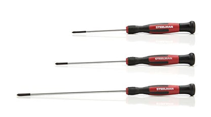 STEELMAN Precision Steel Shaft 6-Piece Long Electronics Screwdriver Set, Variety of Slotted/Phillips Sizes, Swivel-Head, Magnetic Tips - size: 6 Piece - Long