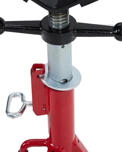 2PCS Pipe Jack Stand, Heavy Duty Pipe Stand, 4-Ball Transfer, 2500LB Jack Stands Carbon Steel with Portable Folding Legs 28-52 Inch Height Adjustable 1/8"-12" Capacity - color: Red | 4 Ball Transfer