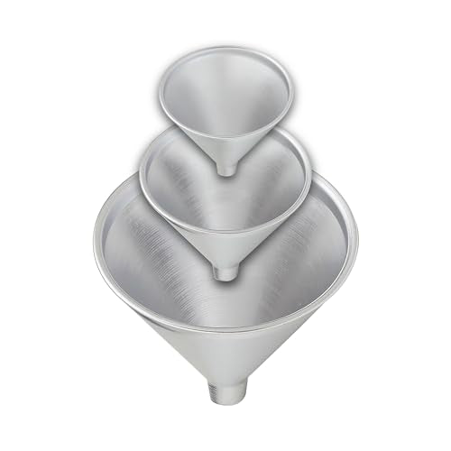 HIC Kitchen Wide-Mouth Aluminum Funnel Set for Liquids and Dry Goods, Set of 3, Includes 2-Ounce, 8-Ounce, and 12-Ounce - style: 3-Piece Set
