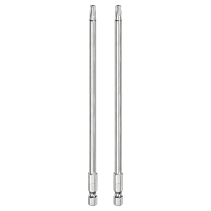HARFINGTON 2pcs T25 Security Torx Bit 1/4" Hex Shank 6" Long S2 Steel Magnetic Tamper Resistant Star Bits Screwdriver Torx Head with Hole for Driver Drill Bits Remove Fastening Screws - size: T25