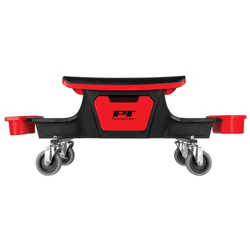 Performance Tool W85035 Heavy Duty Roller Mechanics Seat and Brake Stool with 4-Inch Rubber Swivel Casters Roll Over - style: Rolling Storage Garage Seat