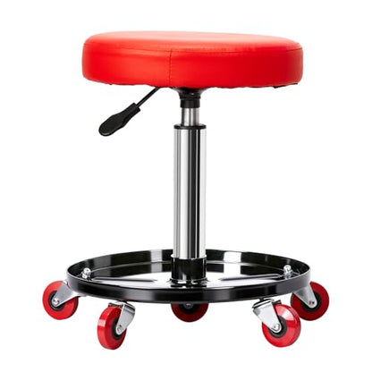 Mechanic Stool, Pneumatic Roller Seat Rolling Pneumatic Creeper | Garage Shop Seat Adjustable Height 15.7"-20.2" Padded Rolling Workshop Stool with Tool Tray for Garage Shop Auto Repair