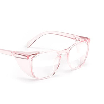 Stoggles Square Z87.1 Certified Polycarbonate Safety Glasses, Anti-Fog | Stylish, Protective, Blue-Light + UV Blocking, Top/Side Shields, Rx Ready, Unisex, Light, Scratch & Impact Resistant - color: Blush, size: Medium