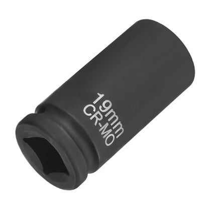 HARFINGTON 4 Point Square Socket 3/4" Drive 19mm Metric Square Impact Socket CR-MO Blackening Standard Wheel Sleeve Pneumatic Sleeve Tool for Auto Repair Mechanical Maintenance Home Use - size: 3/4"/19mm