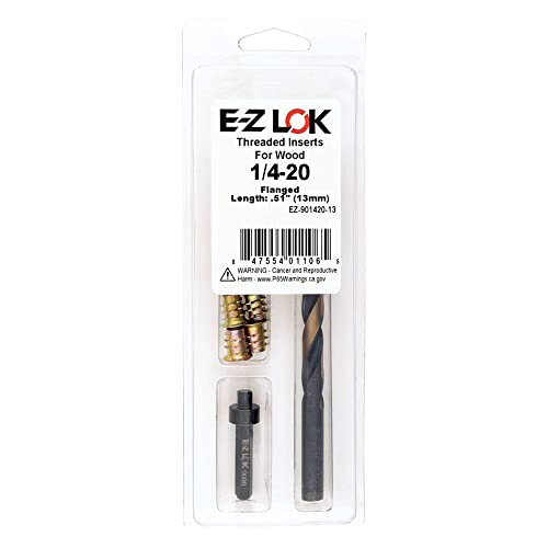 E-Z LOK E-Z Hex Thread Repair Kit for Soft Wood Flanged Threaded Inserts 1/4-20 x 13mm, Drill, Installation Tool - size: 1/4-20 x 13mm, style: Flanged