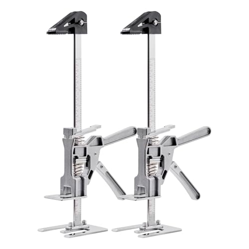 VEVOR Labor Saving Arm Jack, 2 PCS 220 lbs Bearing Capacity, Lifting up to 7.1", Metal Hand Lifting Jack Tool with Magnetic Level, Adjustable Height, for Door, Window, Furniture, Woodworking, Silver - size: L-12inch