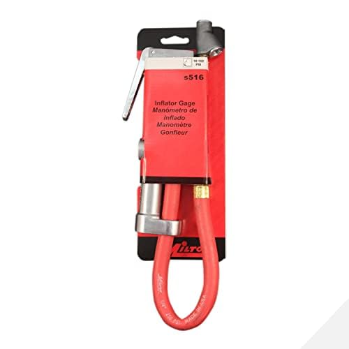 New & Improved - Tire Inflator Gauge with Dual Head Straight Foot Air Chuck 15” Air Hose 10-160 PSI