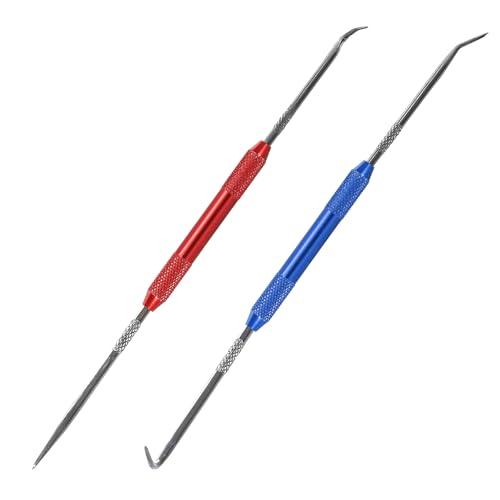 DXNQ 2 PCS Hook and Pick Set Puller Remover, Precision Pick and Hook Set, Easy Removal Tool for Auto Oil Seals O-Ring Seal Gasket，Pointed Oil Seal Screwdriver Hook Set for Most Vehicles (Blue+Red) - color: Blue+Red