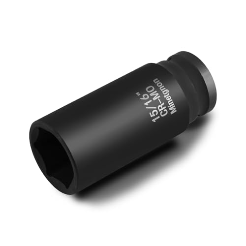 15/16 Socket Deep 1/2 Drive Impact Socket 6 Point CR-MO Axle Nut Heavy-Duty Socket SAE for Easy Removal & Installation of Wheel Hub & Axle Shaft Nuts - color: Deep_6 Pt_1/2, size: 15/16