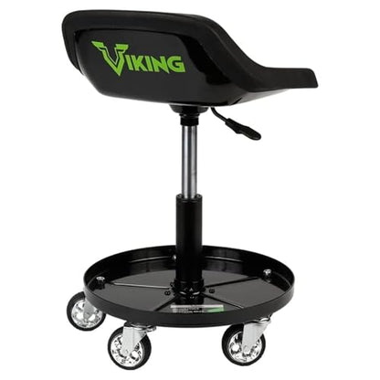 AFF Viking Rolling Shop Stool - Garage Stool on Wheels for Mechanics - Ergonomic Padded Seat - Tool Organizer Tray - 300 lbs Capacity (Multiple Styles) - style: Tractor Style Roller Seat