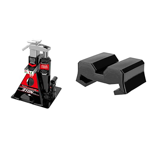 Powerbuilt 3 Ton, Bottle Jack and Jack Stands in One & All-in-One Unijack Pinch Weld Saddle Adapter, Protect Vehicle Frame, Car Lift - 240337