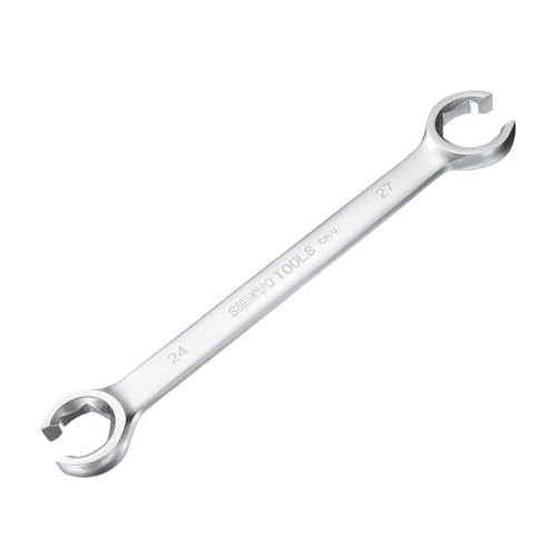 HARFINGTON Flare Nut Wrench 24mm x 27mm CR-V Nickel Plating Wrench for DIY Automotive Repairs and Household Maintenance - size: 24mm x 27mm